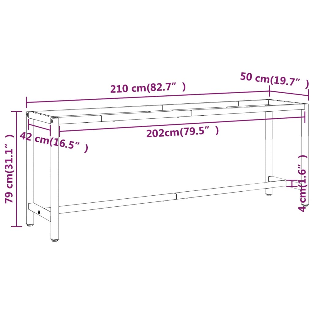 Work Bench Frame | Matte black and matte red | Powder-coated metal