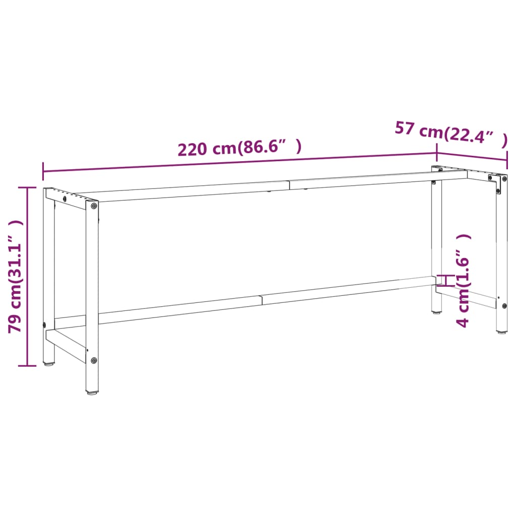 Work Bench Frame | Matte black and matte red | Powder-coated metal