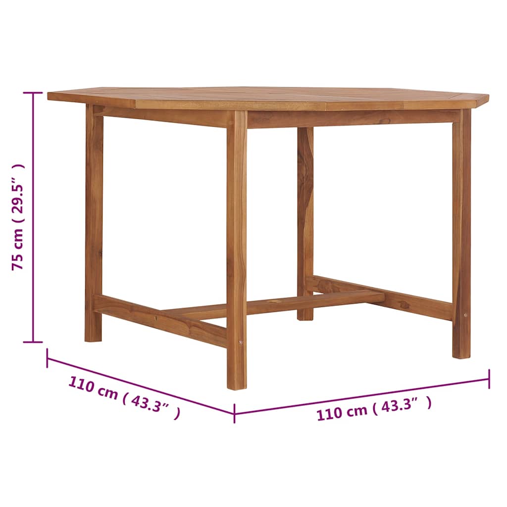 Garden Dining Table | Warm brown | Solid Teak Wood | 110 x 110 x 75 cm