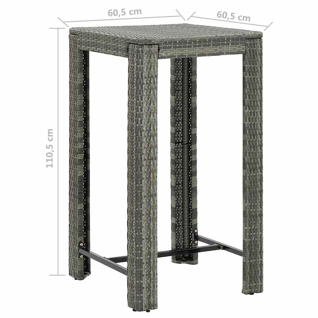 5 Piece Patio Bar Set with Cushions Poly Rattan Gray