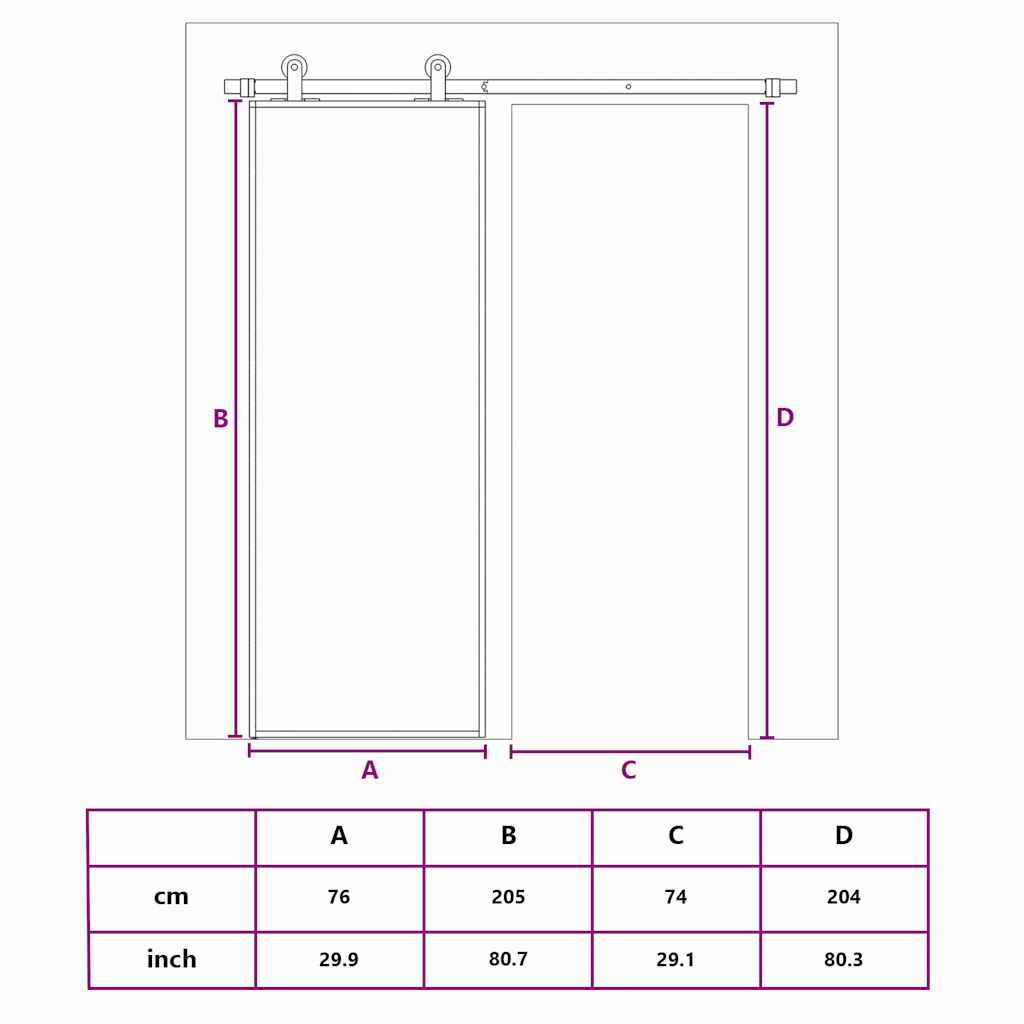 Sliding Door Frosted ESG Glass and Aluminium 76x205 cm Black