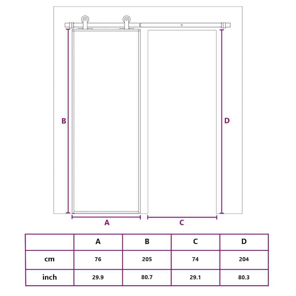 Sliding Door Frosted ESG Glass and Aluminium 76x205 cm White