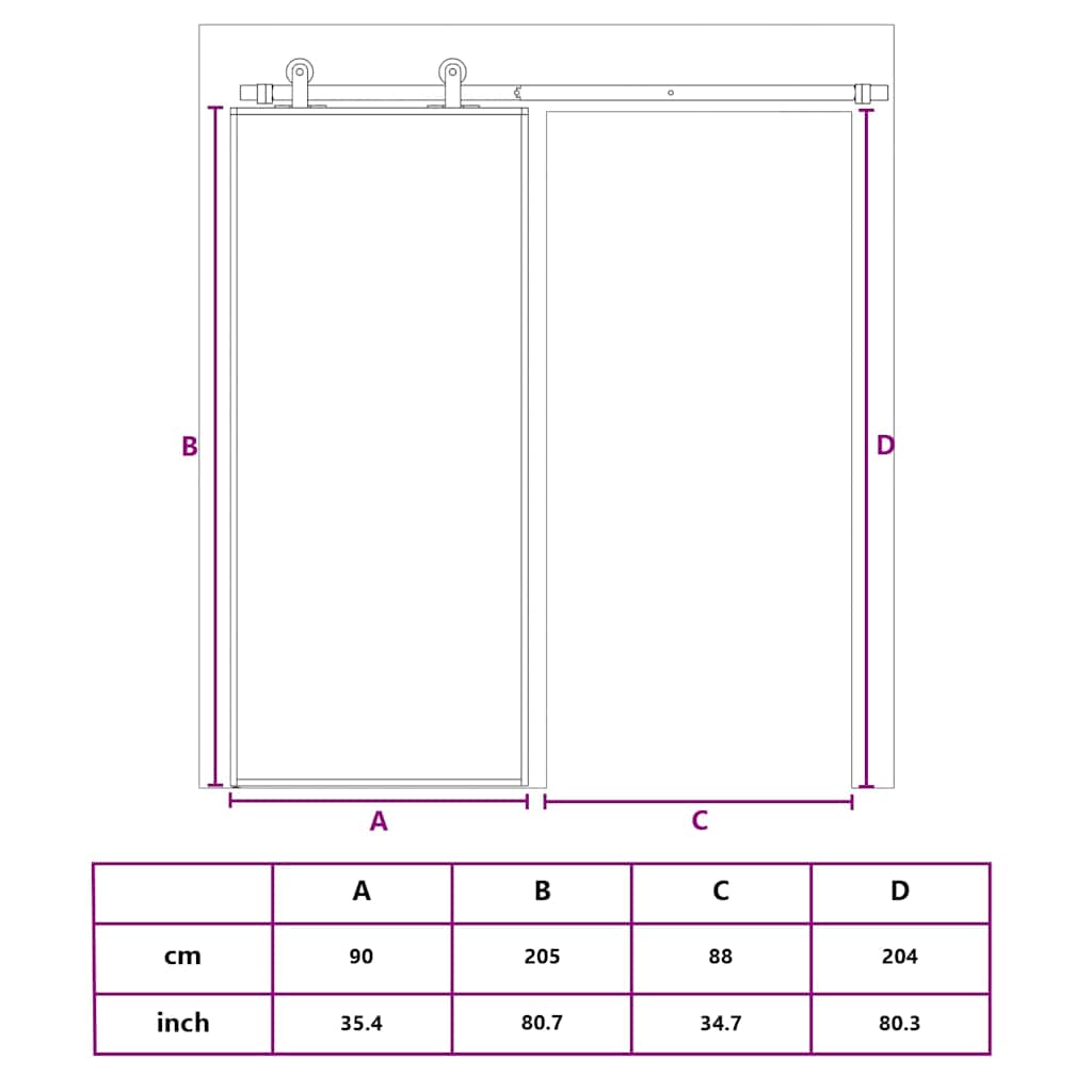 Sliding Door Frosted ESG Glass and Aluminium 90x205 cm White