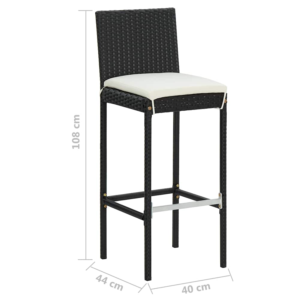 5 Piece Garden Bar Set with Cushions Poly Rattan Black