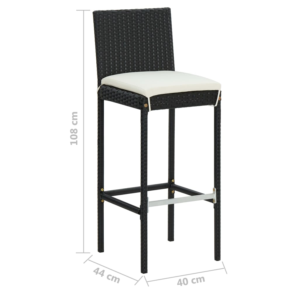 9 Piece Garden Bar Set with Cushions Poly Rattan Black