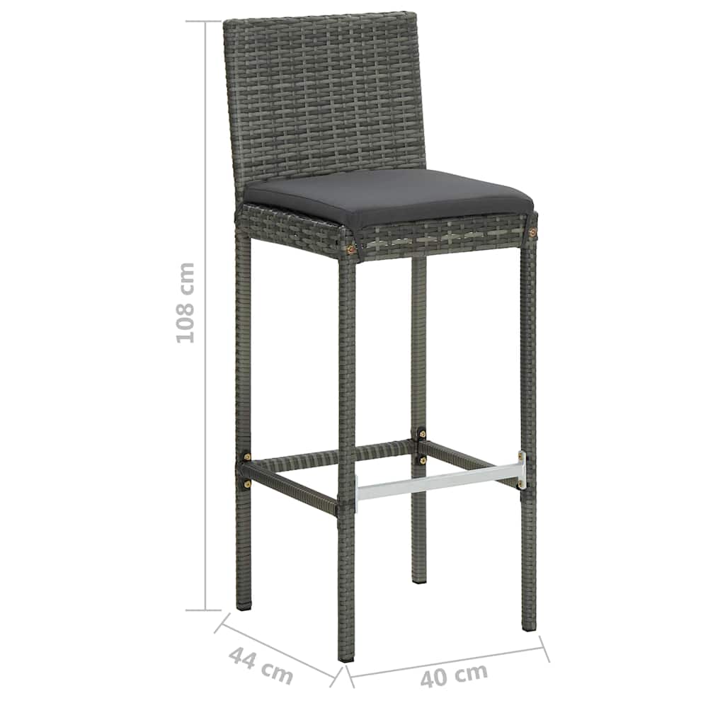9 Piece Garden Bar Set with Cushions Poly Rattan Grey