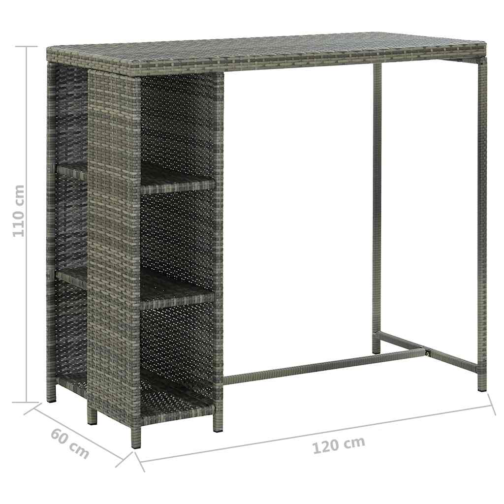 5 Piece Garden Bar Set with Cushions Poly Rattan Grey