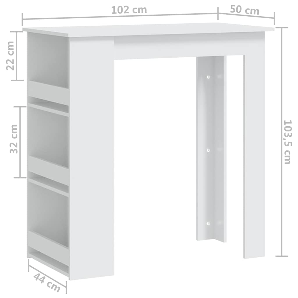 Bar Table | White | Engineered Wood | 102 cm x 50 cm x 103.5 cm