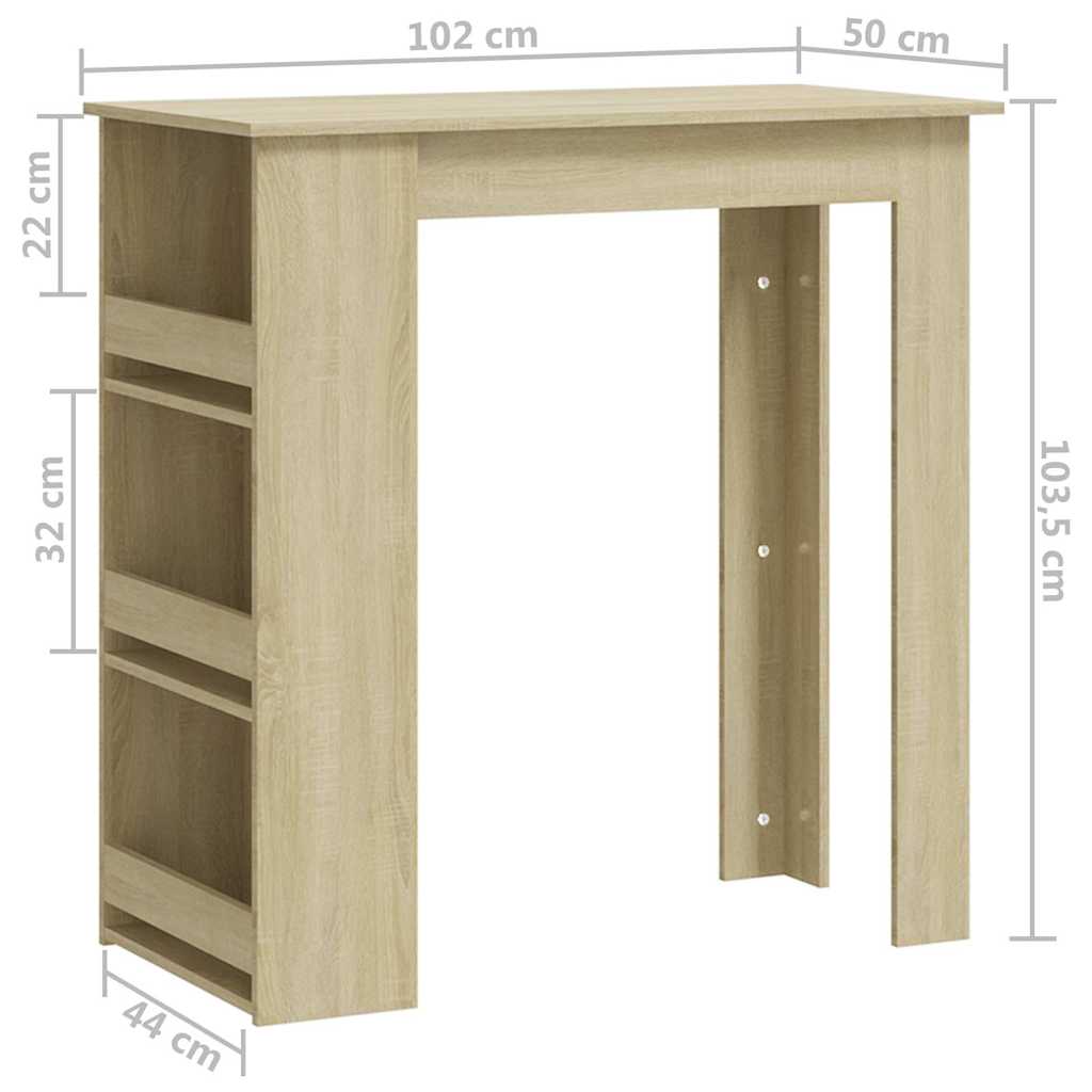 Bar Table | Sonoma Oak | Engineered Wood | High | Bar Table | Rectangular