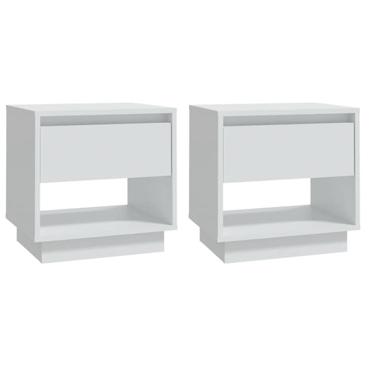 Bedside Cabinet | Set of 2 | White | Engineered Wood | Medium