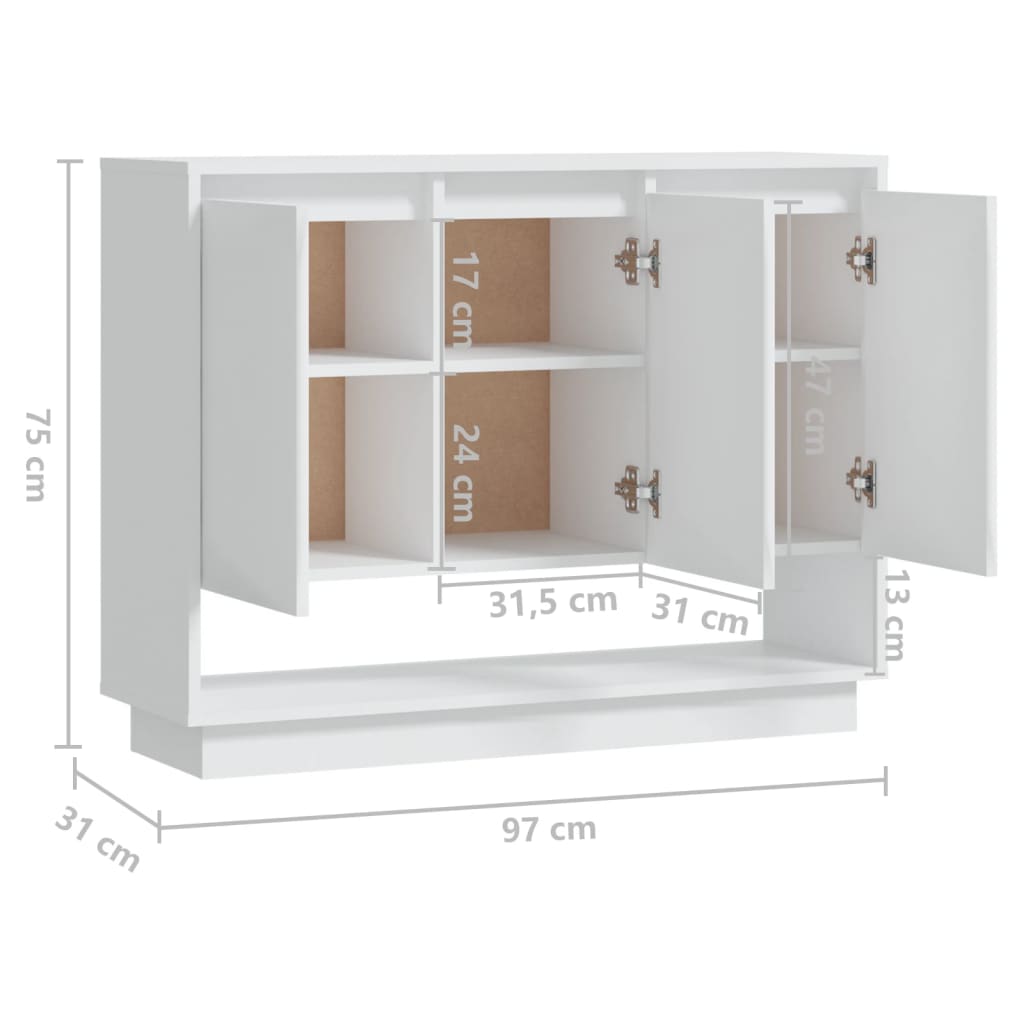 Sideboard | White | Engineered wood | 97x31x75 cm | Sideboard