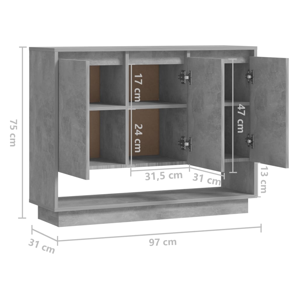 Sideboard | Concrete grey | Engineered wood | 97x31x75 cm | Sideboard