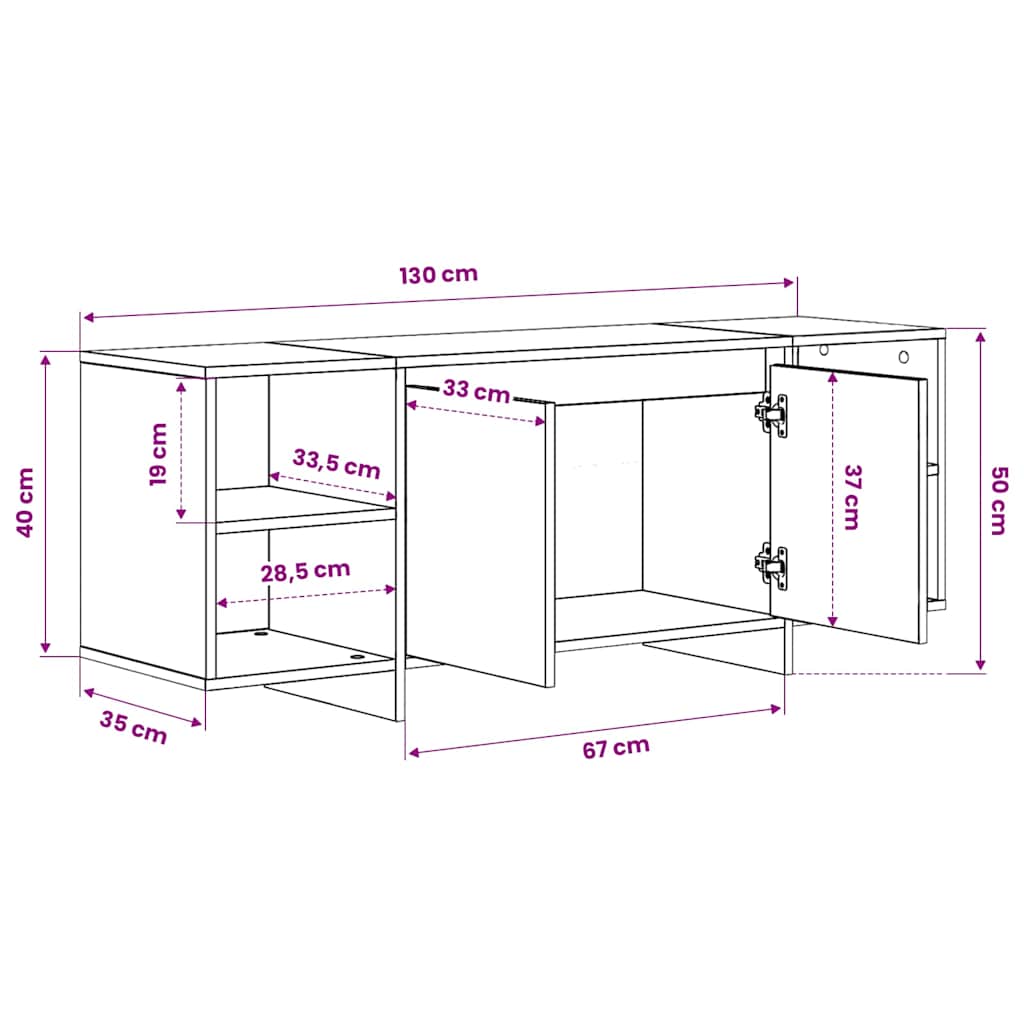 TV Cabinet | Sonoma oak | Engineered wood | 130cm x 35cm x 50cm