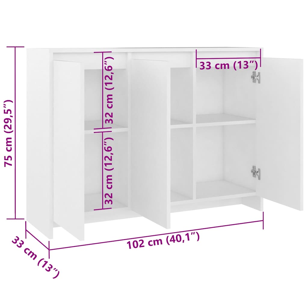 Sideboard | White | Engineered wood | Medium | Sideboard | Rectangular
