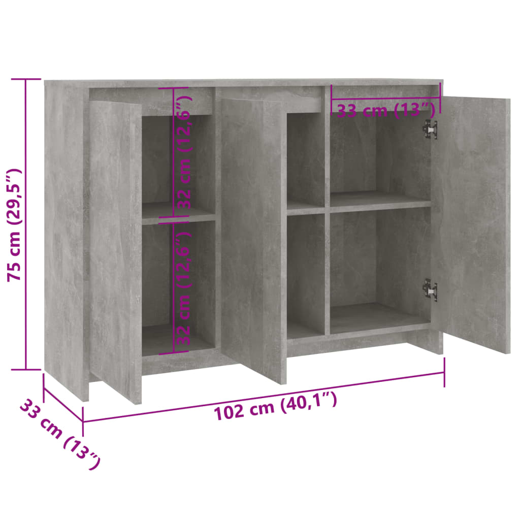 Sideboard | Concrete Grey | Engineered wood | Medium | Sideboard