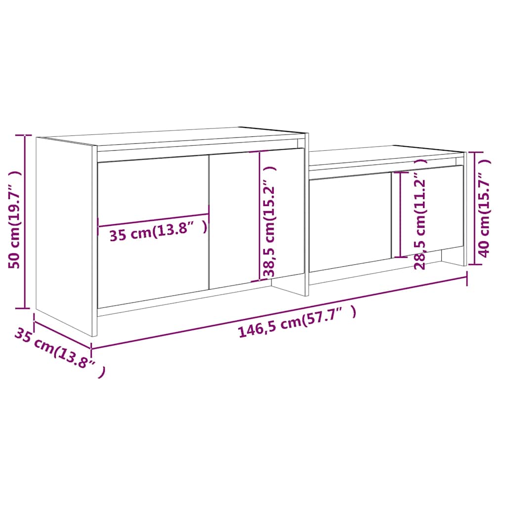 TV Cabinet | Concrete grey | Engineered wood | Large | TV Cabinet