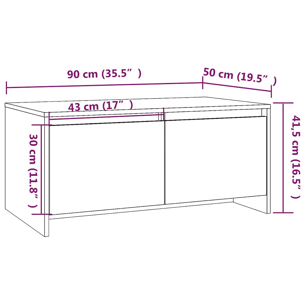 Coffee Table | White | Engineered Wood | 90 x 50 x 41.5 cm | Coffee Table