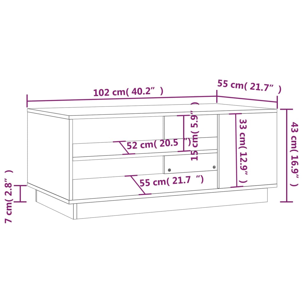 810280 vidaXL Coffee Table White 102x55x43 cm Engineered Wood