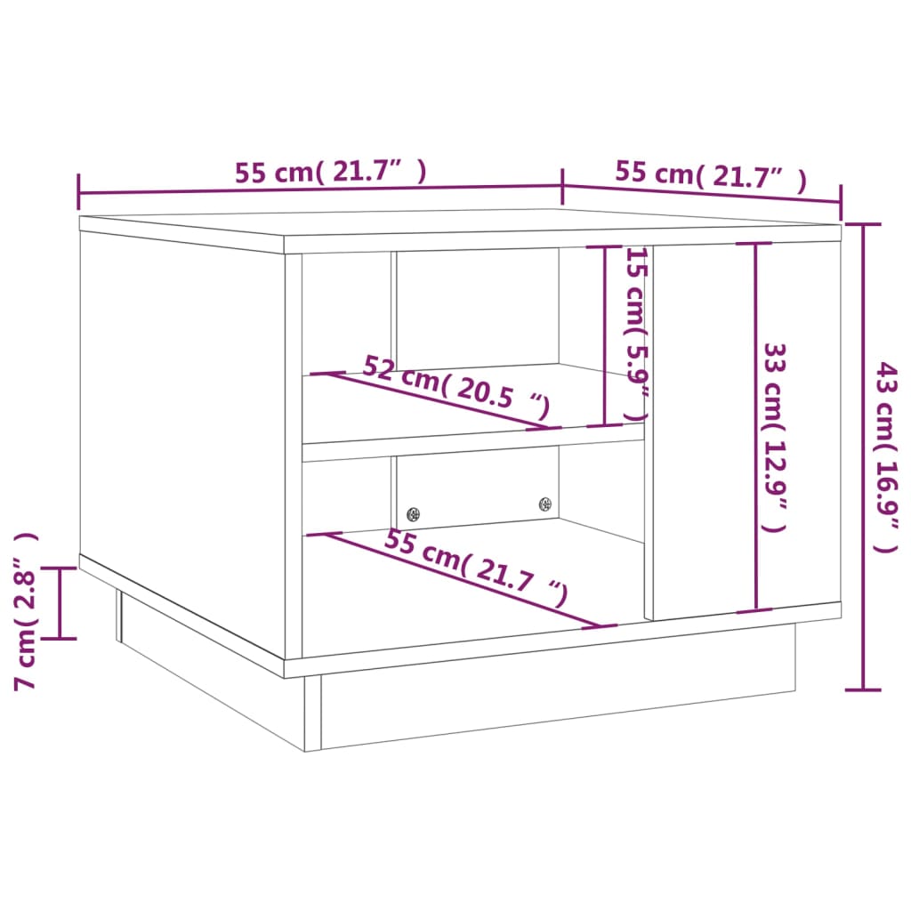 Coffee Table Black 55x55x43 cm Engineered Wood