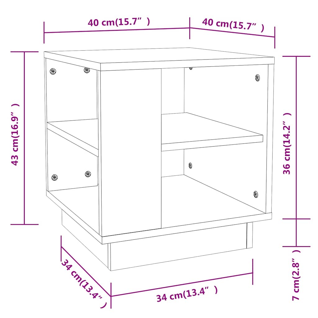 810298 vidaXL Coffee Table White 40x40x43 cm Engineered Wood