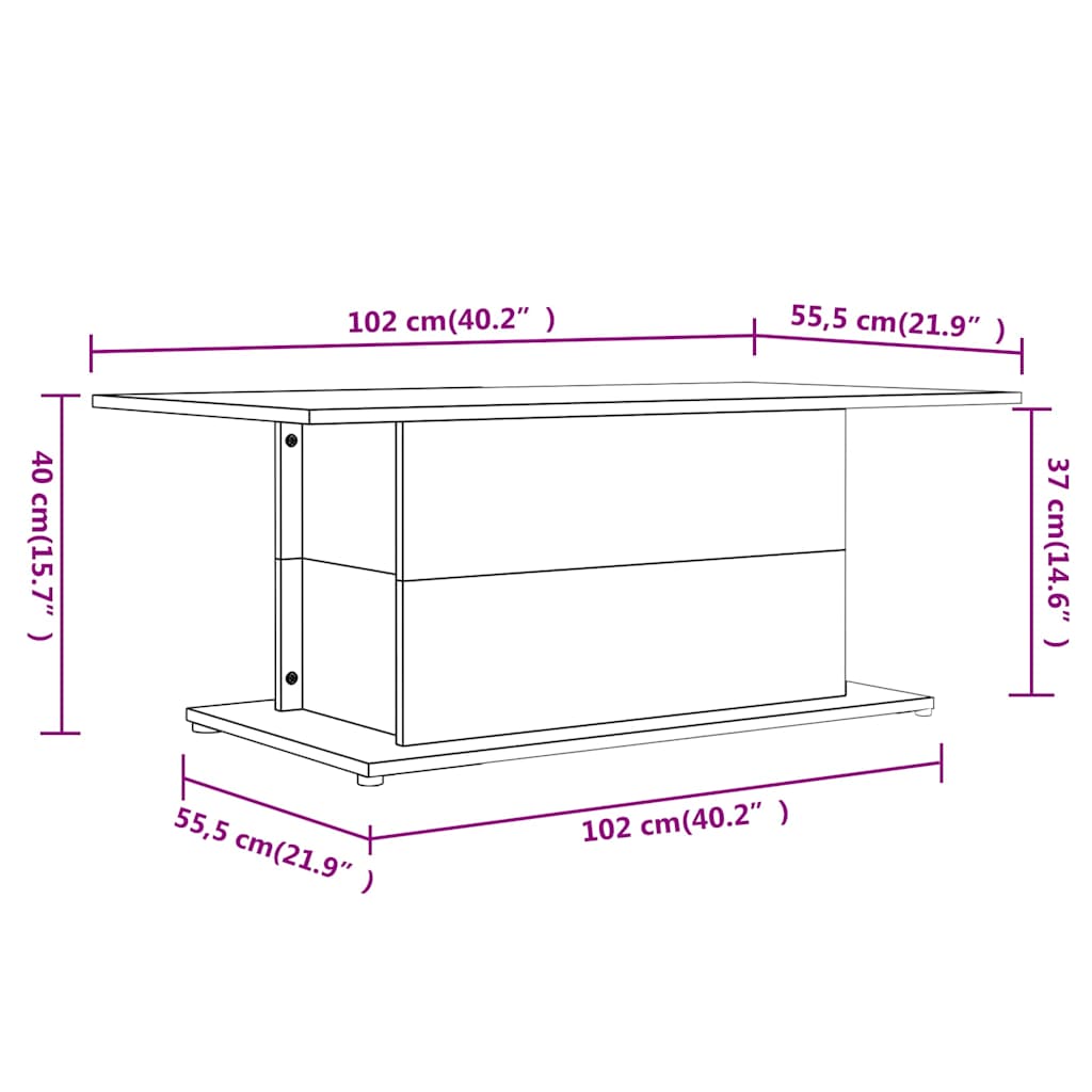 810310 vidaXL Coffee Table Sonoma Oak 102x55,5x40 cm Engineered Wood
