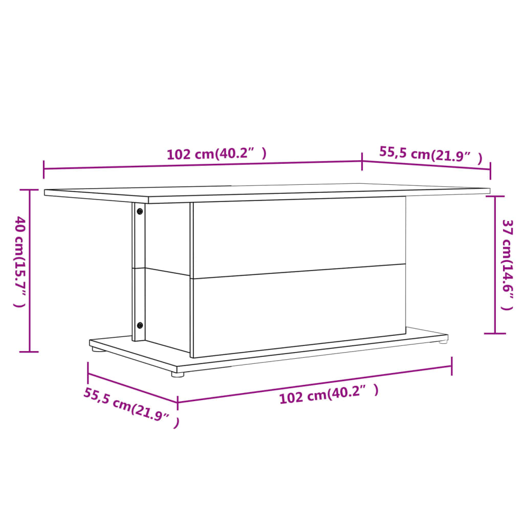 810311 vidaXL Coffee Table Concrete Grey 102x55,5x40 cm Engineered Wood