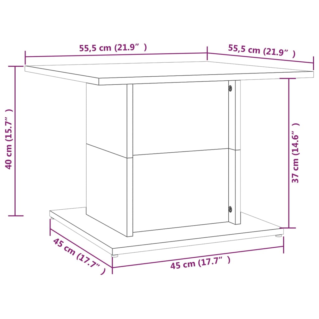810316 vidaXL Coffee Table White 55,5x55,5x40 cm Engineered Wood