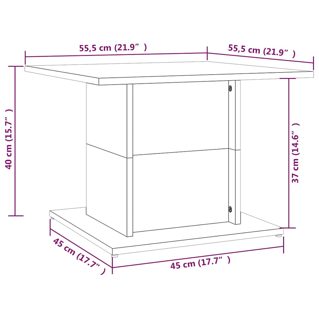Coffee Table Black 55,5x55,5x40 cm Engineered Wood