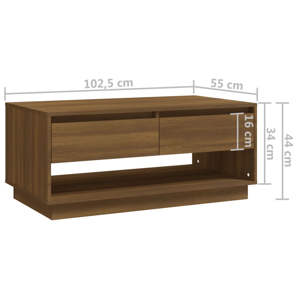 Coffee Table | Brown Oak | Engineered Wood | 102.5 cm x 55 cm x 44 cm
