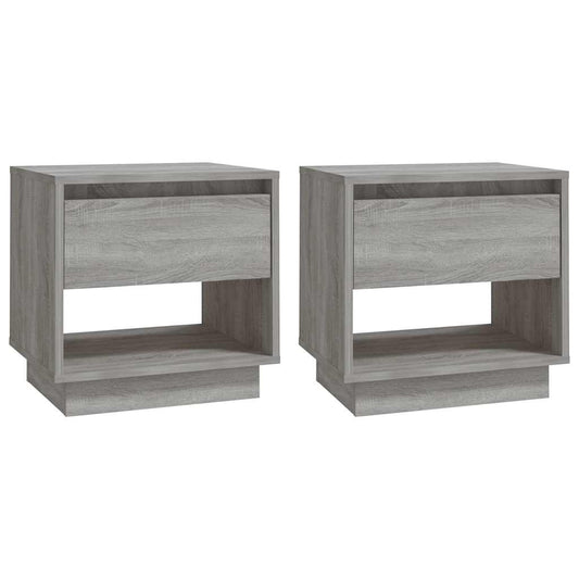 Bedside Cabinet | Set of 2 | Grey sonoma | Engineered wood | Medium