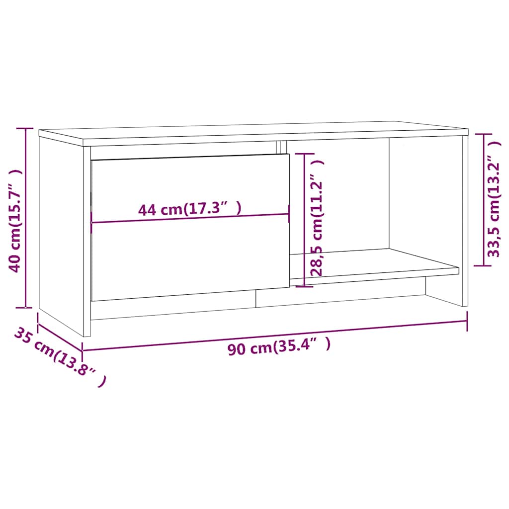 TV Cabinet | Grey Sonoma | Engineered Wood | TV Cabinet | Rectangular
