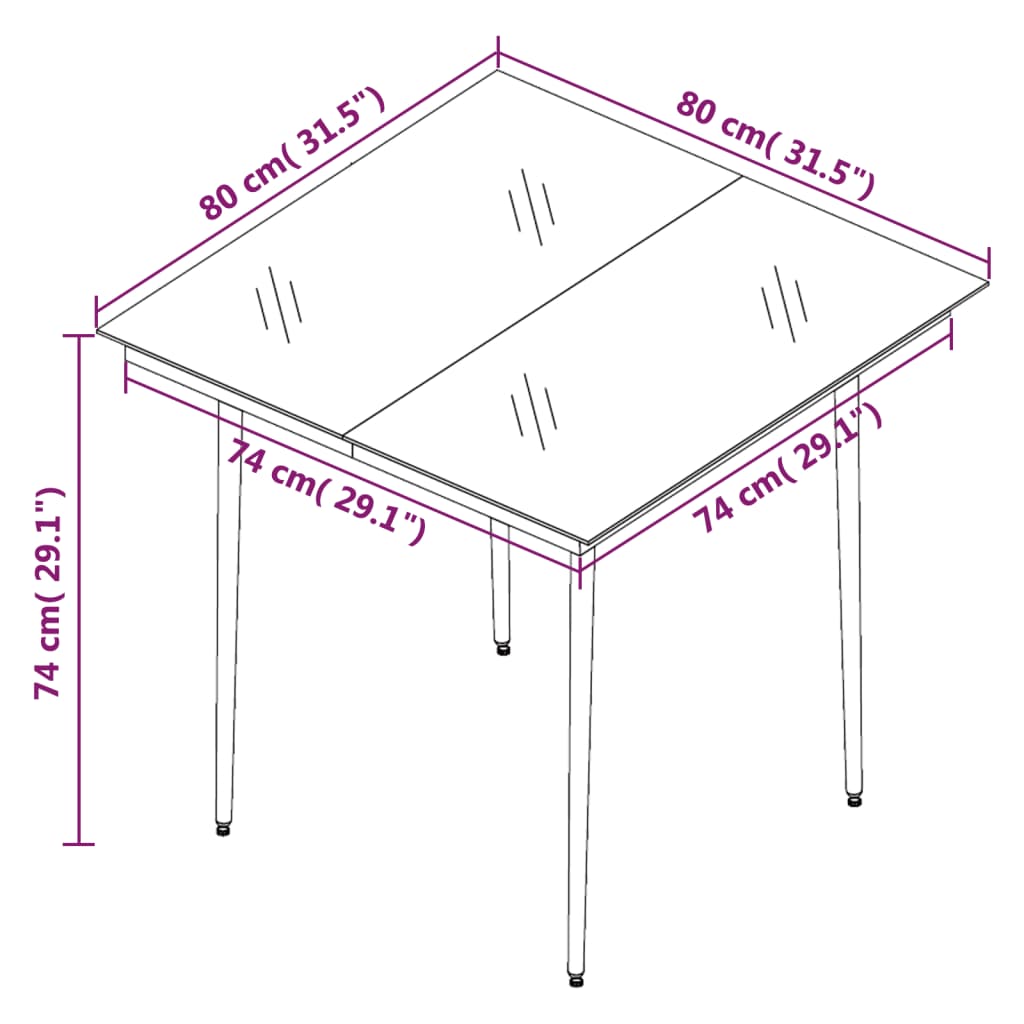 Garden Dining Table Black Powder-coated steel, glass