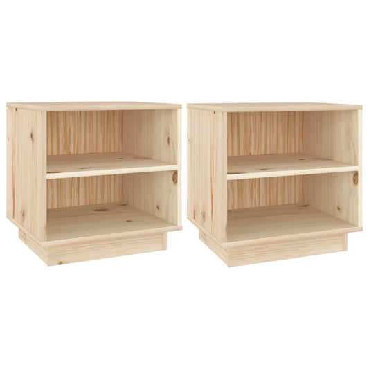 Bedside Cabinet | Set of 2 | Natural wood | Solid pinewood | Medium