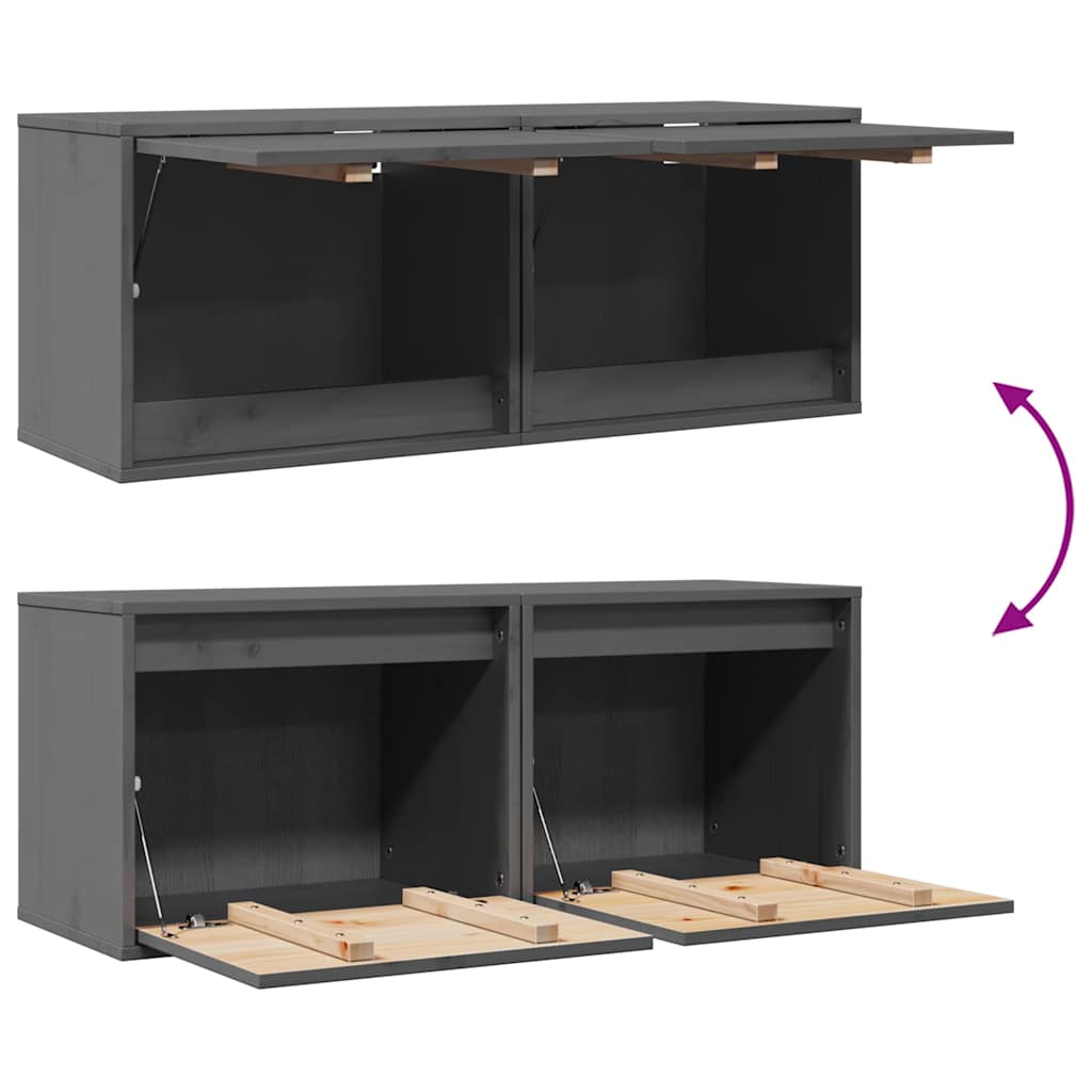 813440 vidaXL Wall Cabinets 2 pcs Grey 45x30x35 cm Solid Pinewood