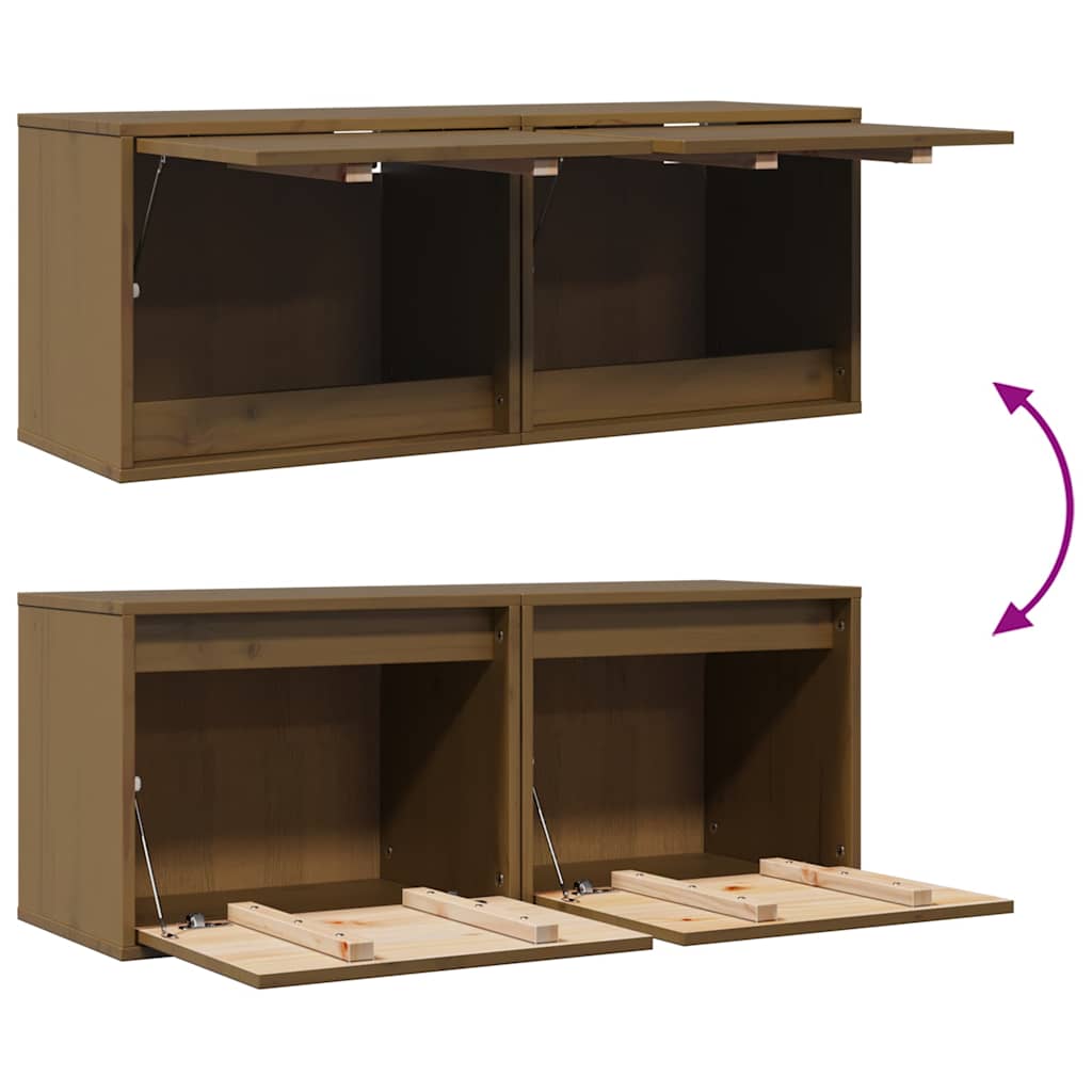 813442 vidaXL Wall Cabinets 2 pcs Honey Brown 45x30x35 cm Solid Pinewood