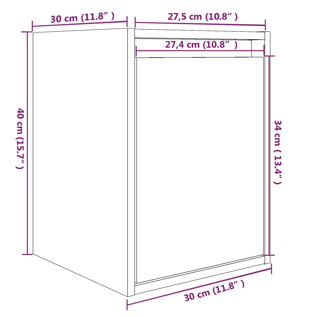 Wall Cabinets 2pcs Grey 30x30x40 cm Solid Wood Pine