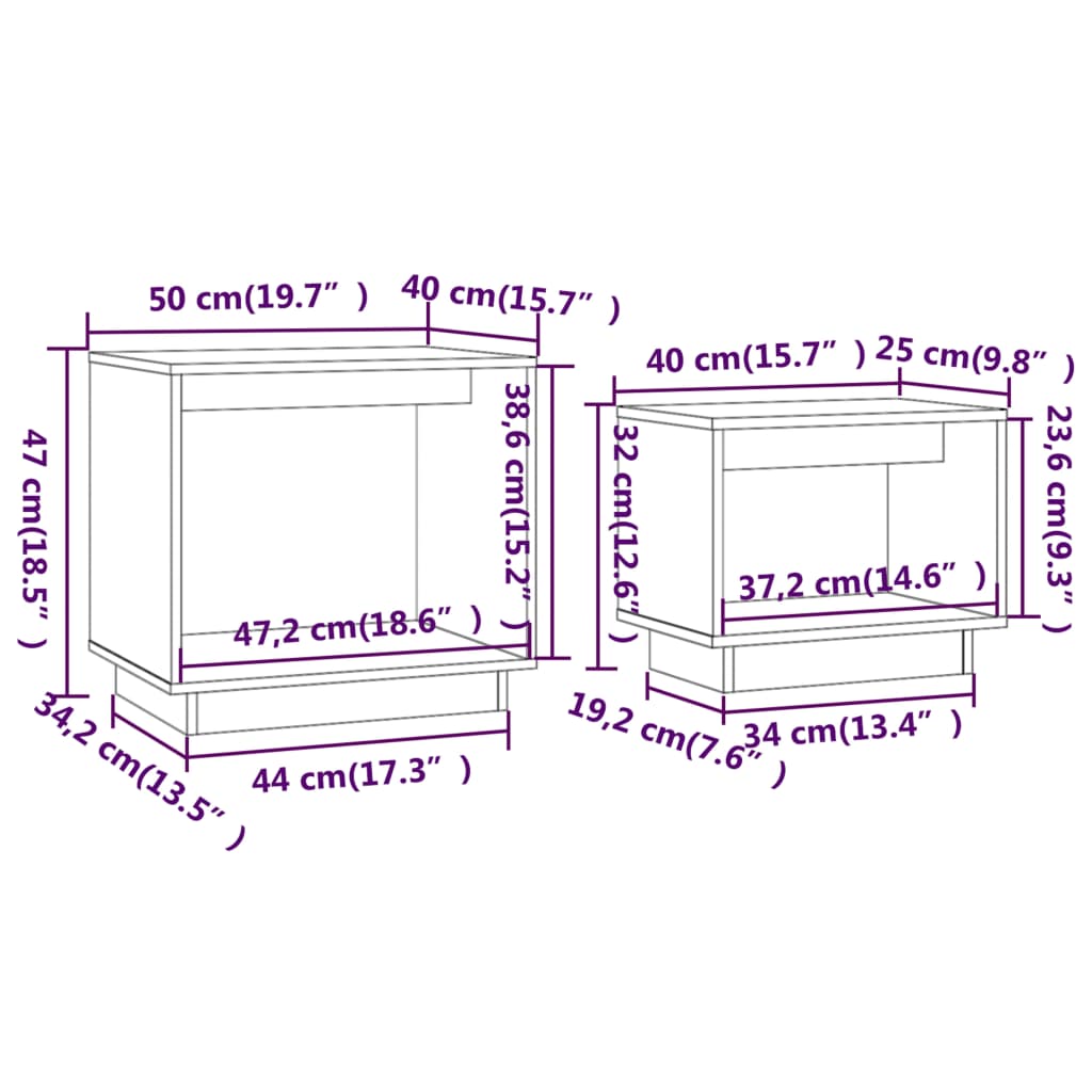 Coffee Table | Grey | Solid pinewood | Small | Stackable | Coffee Table