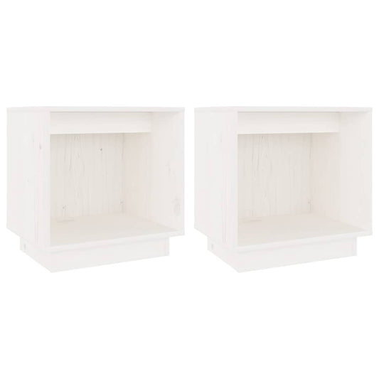 Bedside Cabinet | Set of 2 | White | Solid pinewood | Medium