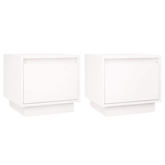 Bedside Cabinet | Set of 2 | White | Solid Pine Wood | Medium