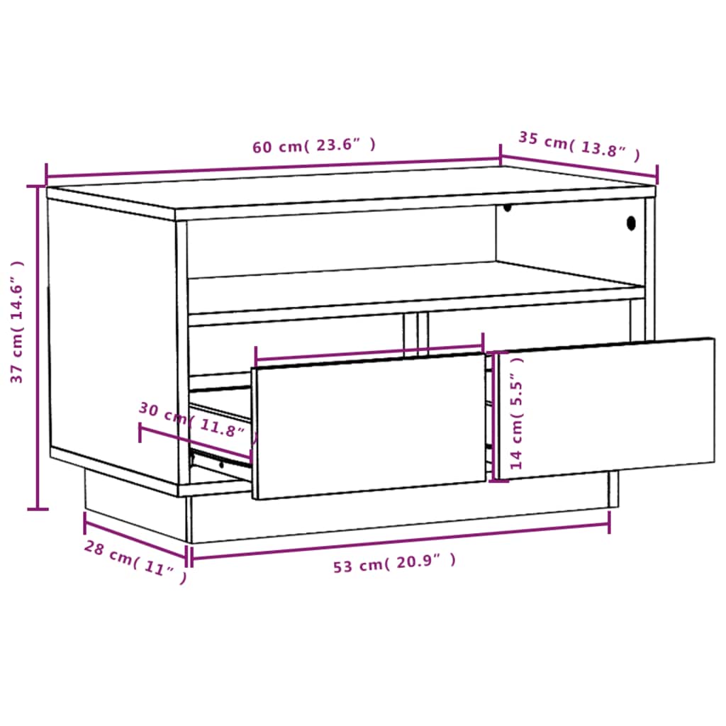 TV Cabinet | Natural Wood | Solid Pine Wood | Compact | TV Cabinet