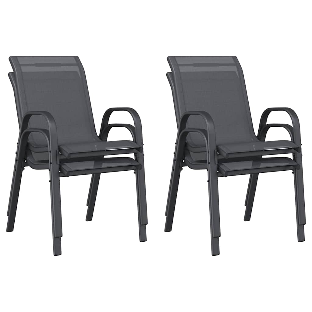 318781 vidaXL Stackable Garden Chairs 4 pcs Grey Textilene Fabric