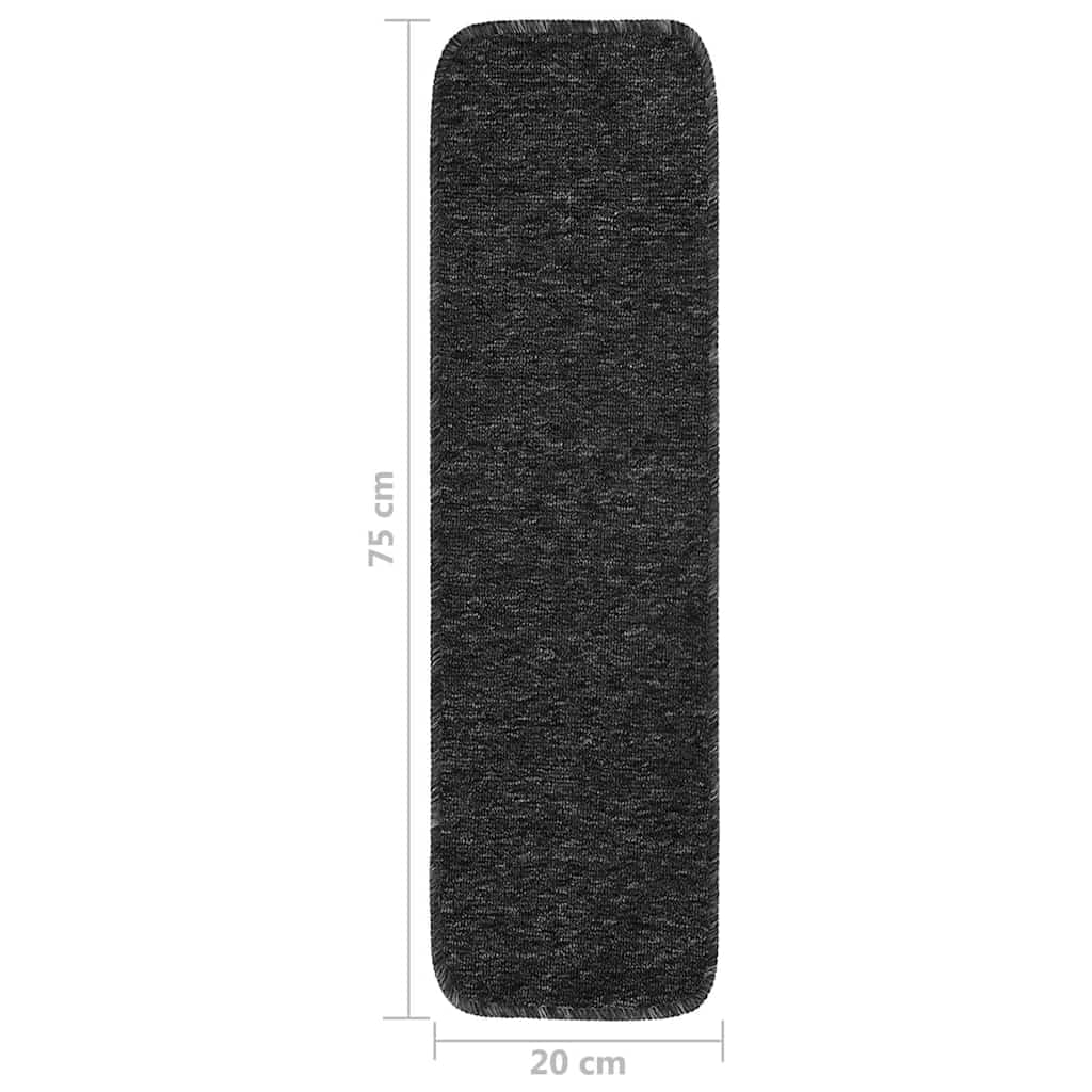 Stair Mat | Set of 15 | Anthracite | 100% Polypropylene | 75 x 20 cm