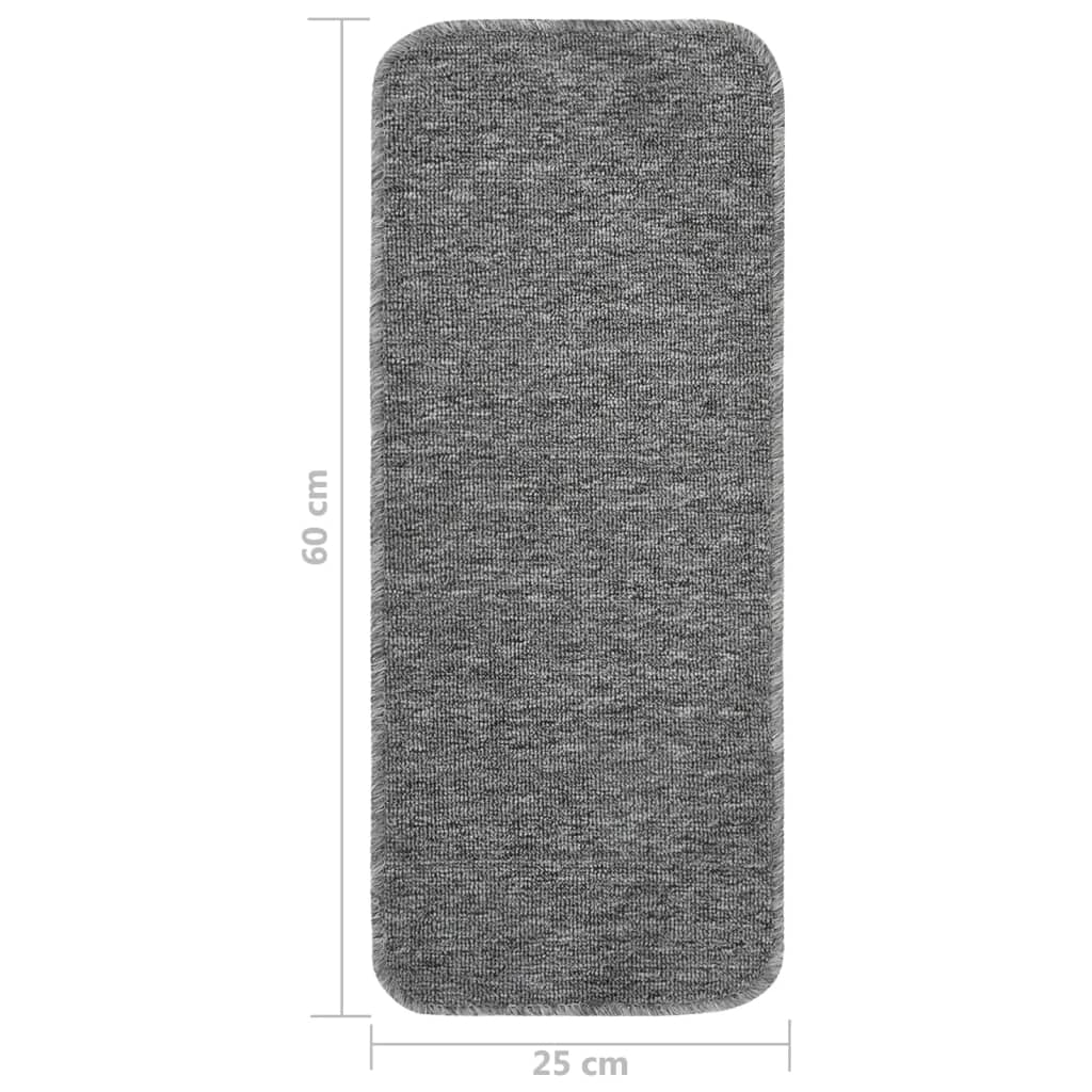 Stair Mat | Set of 15 | Grey | 100% PP (Polypropylene) | 60 cm x 25 cm