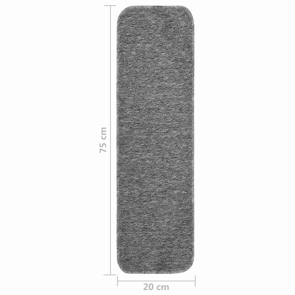 Stair Mat | Set of 15 | Grey | 100% Polypropylene | 75 x 20 cm
