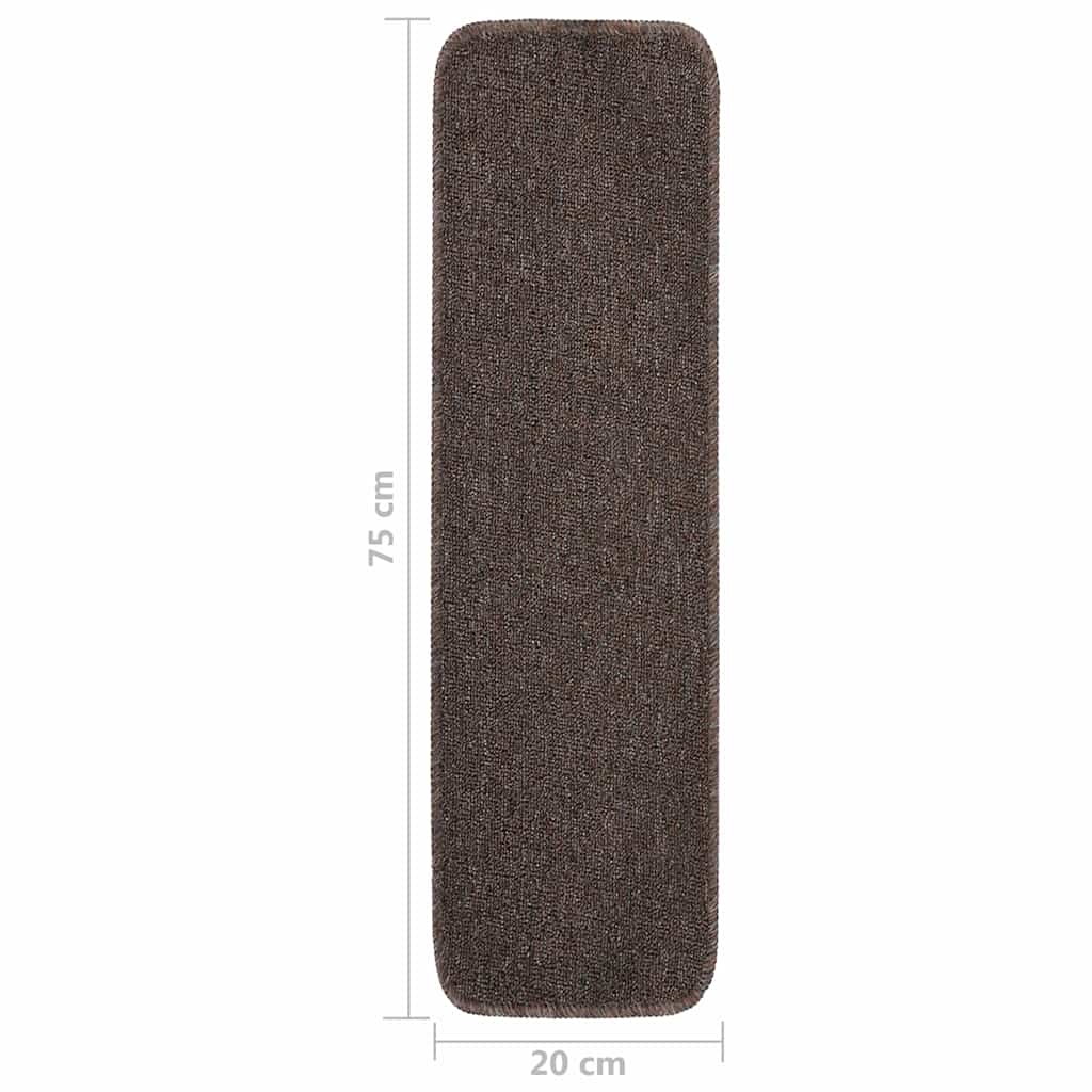 Stair Mat | Set of 15 | Brown | 100% PP | 75 x 20 cm | Stair Mat