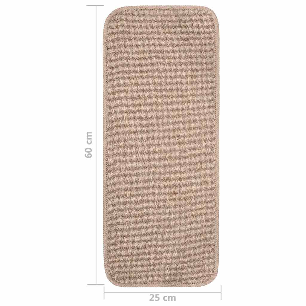 Anti Slip Stair Mats 15 pcs 60x25 cm Beige Rectangular