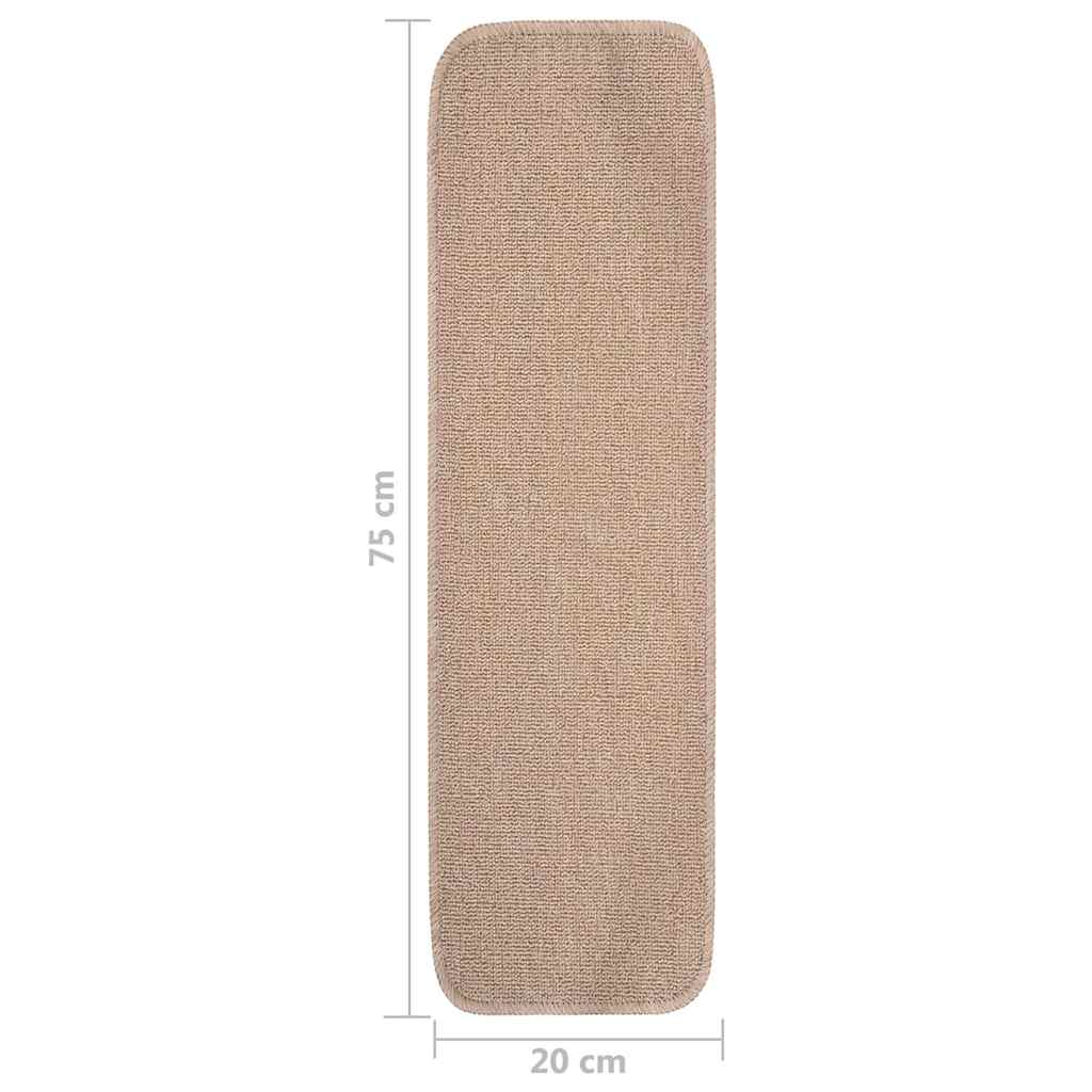 Stair Mat | Set of 15 | Beige | 100% Polypropylene | 20 x 75 cm