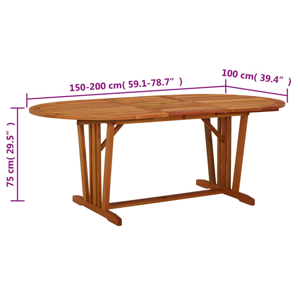 Garden Table | Natural Wood | Solid Eucalyptus Wood | Large | Extendable