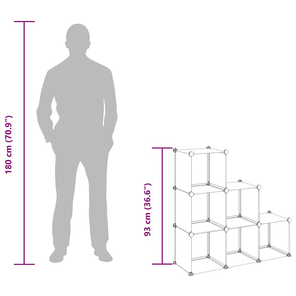 Storage Cube Organiser | Black | PP Plastic, Steel | Medium | Stackable