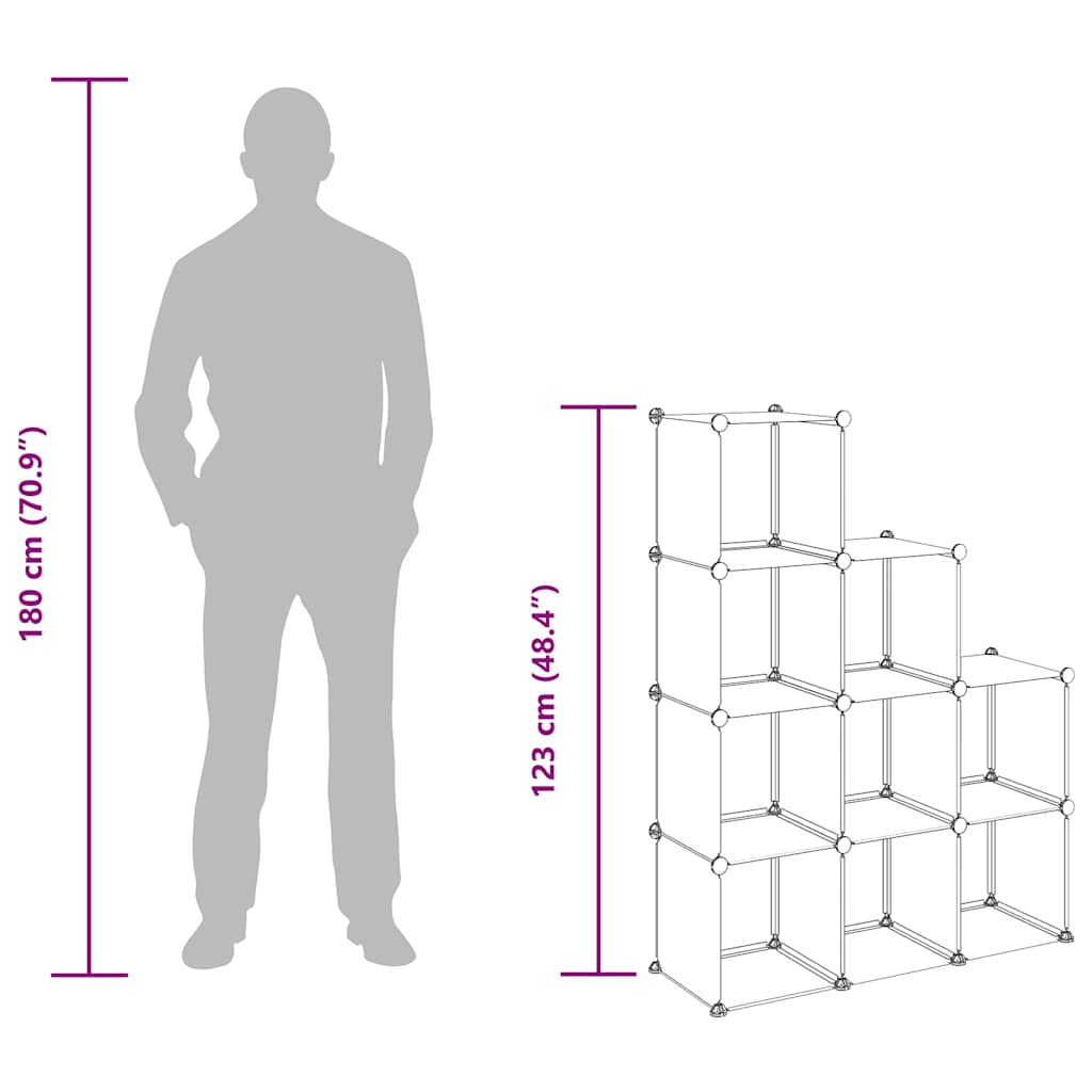Storage Cube Organiser | Transparent | PP (Polypropylene), Steel | 9-Cube